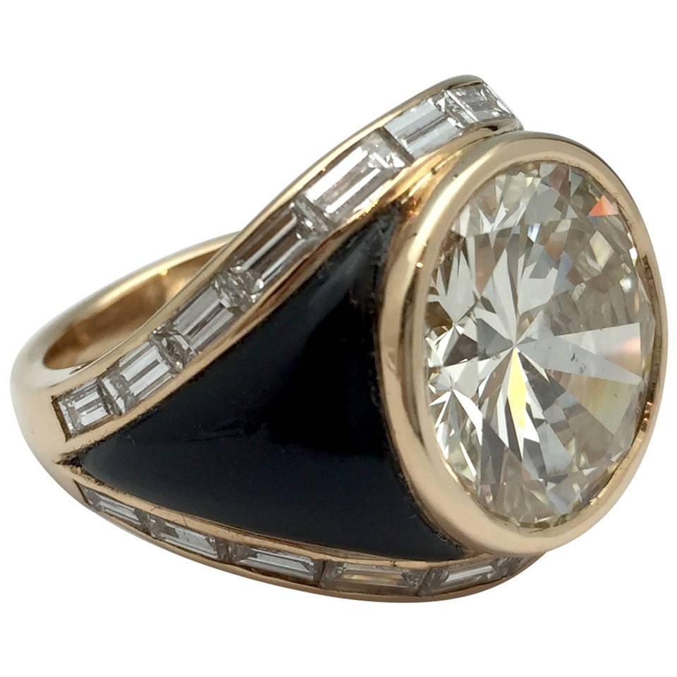 10.28 Carat Brilliant-Cut Diamond Yellow Gold Ring In Excellent Condition In Paris, IDF