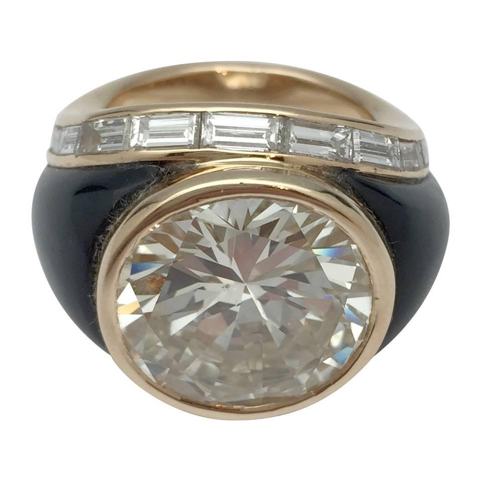 Women's or Men's 10.28 Carat Brilliant-Cut Diamond Yellow Gold Ring