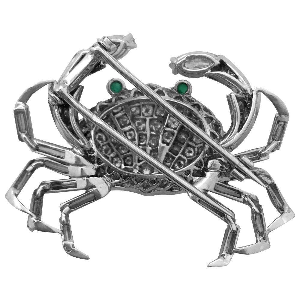 White Gold Crab Brooch All Set with Diamonds 1