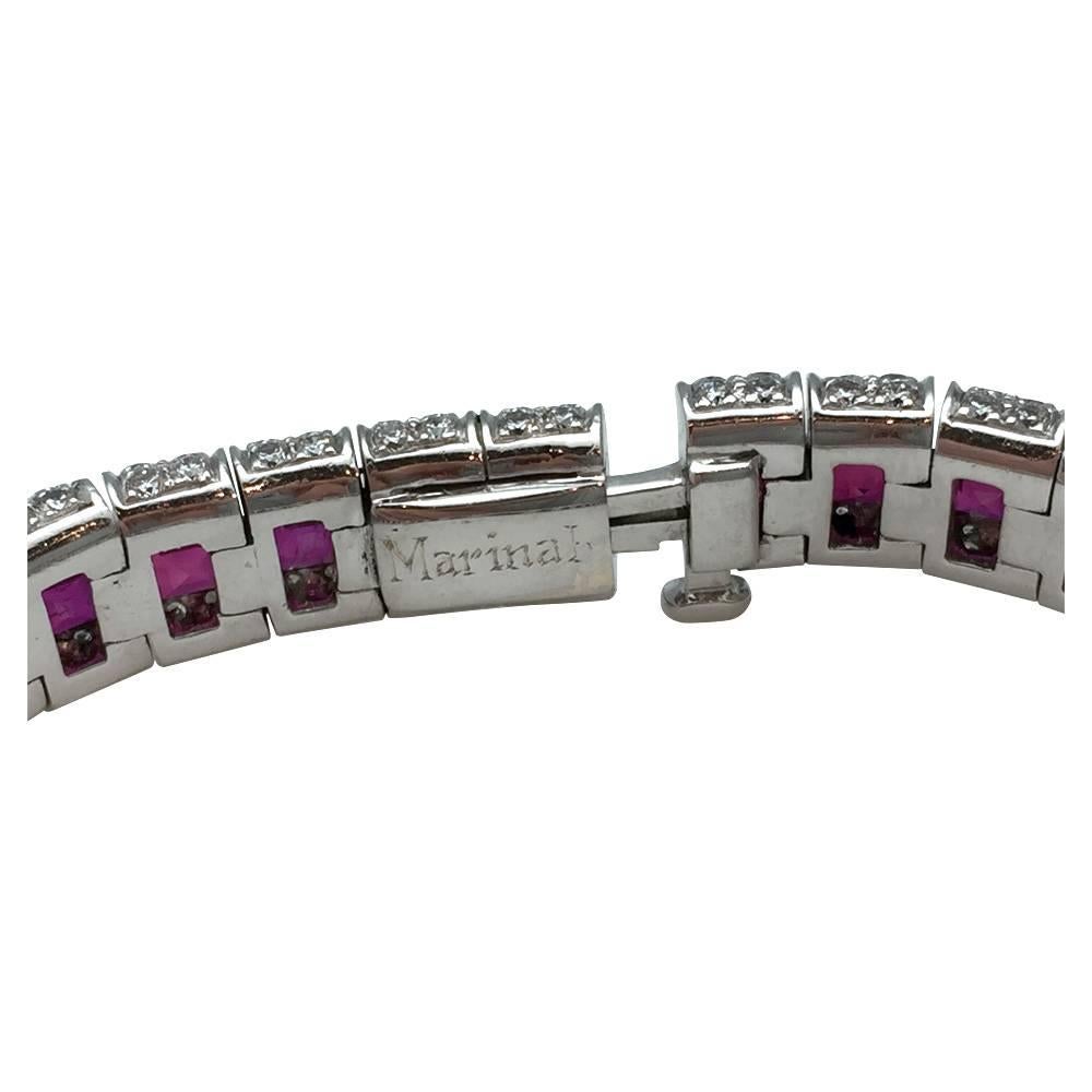 Marina B Square Ruby Pave Diamond Line Tennis Bracelet 1