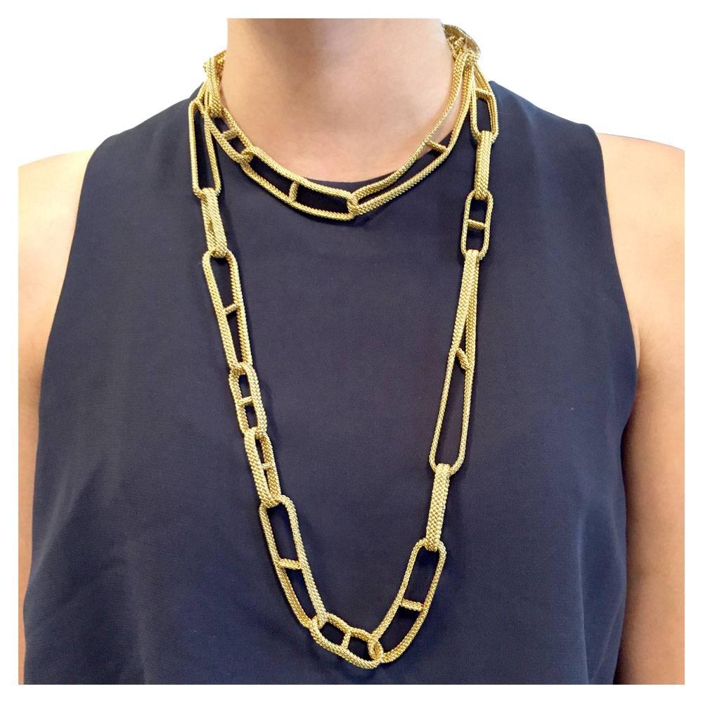 Women's or Men's Yellow Gold Hermès Ribbon Long Necklace