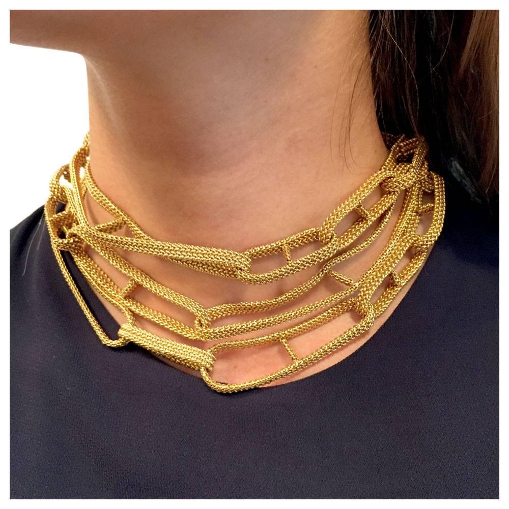 Yellow Gold Hermès Ribbon Long Necklace 3