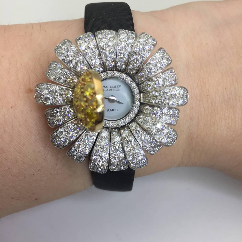Van Cleef & Arpels Ladies Two Color Gold Diamond Marguerite Quartz Wristwatch 1