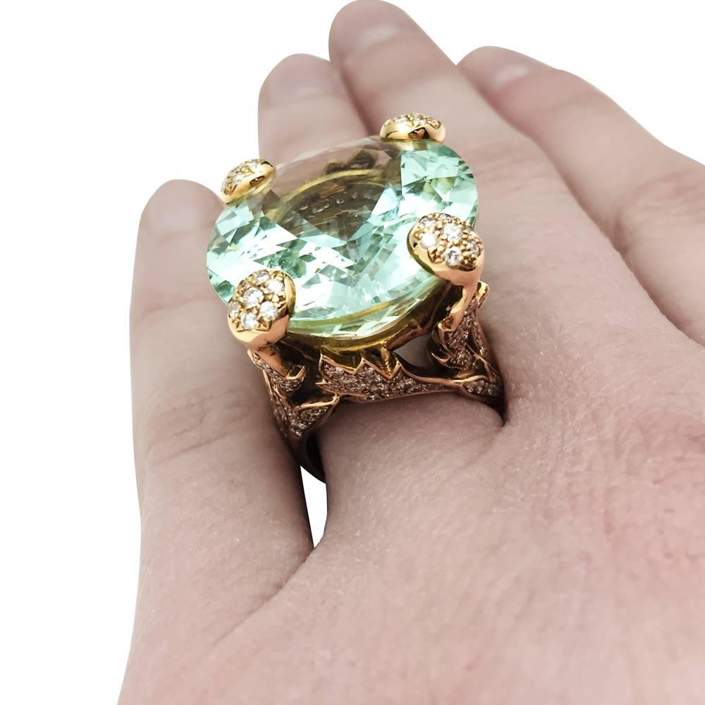 Women's Christian Dior Green Beryl Diamond Gold Ring