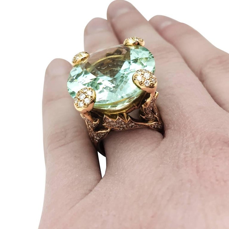 Christian Dior Green Beryl Diamond Gold Ring at 1stDibs dior