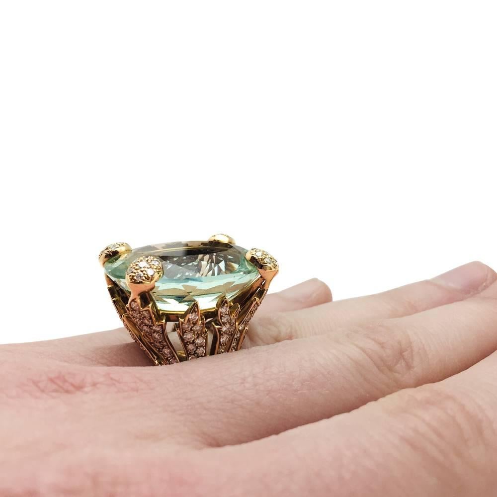 Christian Dior Green Beryl Diamond Gold Ring 1