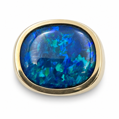 14K Yellow Gold Ring with Australian Opal. (Size 8.50)