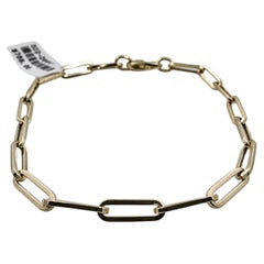 14K Yellow Gold Paper Clip Bracelet, 7 Inch, Unisex, New Design