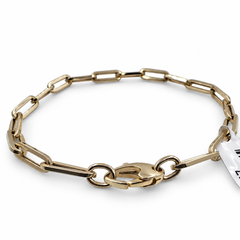 14K Yellow Gold Paper Clip Bracelet, 7 Inch, Unisex, New Design
