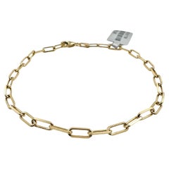 14k Yellow Gold Paper Clip Bracelet, 7.25 Inches, Unisex, New