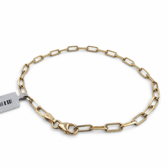 14k Yellow Gold Paper Clip Bracelet, 7.25 Inches, Unisex, New