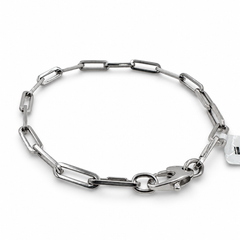 14k White Gold Paper Clip Bracelet, 7 Inch, Unisex, New Design