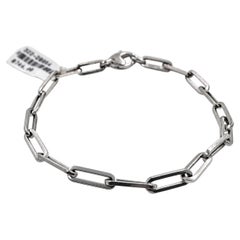 14k White Gold Paper Clip Bracelet, 7 Inch, Unisex, New Design
