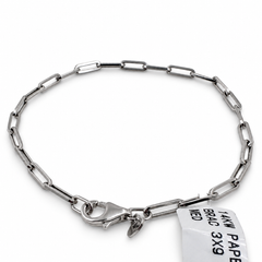 14k White Gold Paper Clip Bracelet, 7.25 Inches, Unisex, New