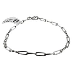 14k White Gold Paper Clip Bracelet, 7.25 Inches, Unisex, New