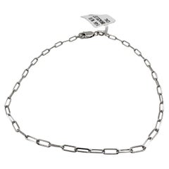 14k White Gold Paper Clip Bracelet, Unisex, 7.25 Inches, New