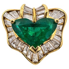 18k Yellow Gold Ring with 3.25 Ct. Emerald and Diamonds 2.75 Ct. (Size 6.00)