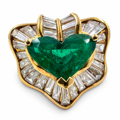 18k Yellow Gold Ring with 3.25 Ct. Emerald and Diamonds 2.75 Ct. (Size 6.00)