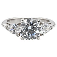 Tiffany & Co Three Stone Ring with Round 1.06ct Diamond Platinum Engagement Ring