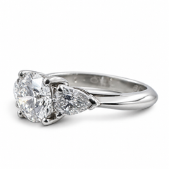 Tiffany & Co Three Stone Ring with Round 1.06ct Diamond Platinum Engagement Ring