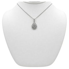 14k White Gold Pear Shape Pendant with Diamonds and 15" Necklace.