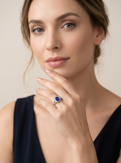 Serpentined Blue Sapphire Ring – 2.53ct Untreated Blue Sapphire