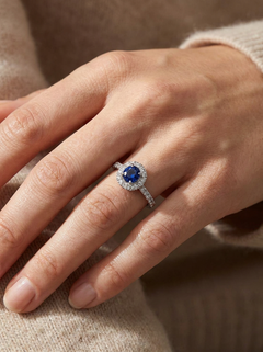 Apollo Espectacular Anillo Zafiro Azul Platino - 1,12ct Zafiro Azul Sin Tratar