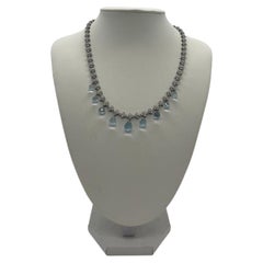 Tiffany & Co. Platinum Diamond and Briolette Aquamarine 'Crochet Lace' Necklace