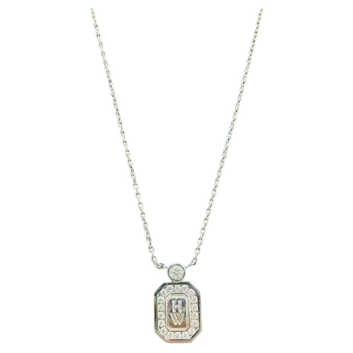 Harry Winston HW-Logo-Diamant-Anhänger-Halskette aus 18 Karat Weißgold