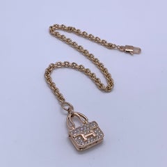 Hermes 18K Rose Gold Diamonds Amulettes Constance Bracelet ST Size