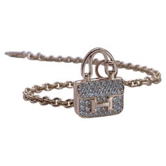 Hermes 18K Rose Gold Diamonds Amulettes Constance Bracelet ST Size