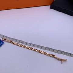 Bracciale Hermes Kelly Gourmette in oro rosa 18 carati con pavé di diamanti e catena a maglie squadrate SH