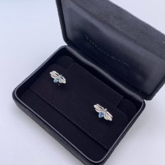 Tiffany & Co Paper Flowers Firefly Earrings Platinum Diamond Aquamarine Studs