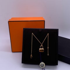 Hermes Amulettes Constance Pendant Necklace 18K Rose Gold Pave Diamonds