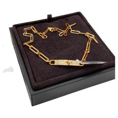 Hermes 18K Gold Diamond Kelly Chaine Double Loop Bracelet Necklace