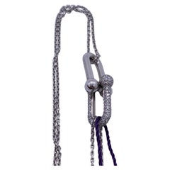 Tiffany & Co HardWear Link Necklace 18K White Gold Pave Diamond