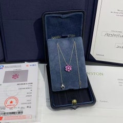 Harry Winston Forget-Me-Not Pink Sapphire Diamond Pendant Necklace PT950