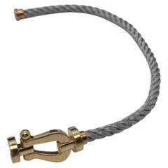 Fred Force 10 Bracelet 18K Gold Buckle Woven Cable Size 14