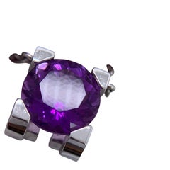 Cartier C de Cartier Amethyst Solitaire Pendant Necklace 18K White Gold