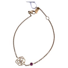 Bracciale Piaget Rose in oro 18 carati con motivo floreale traforato, diamanti autentici e zaffiri rosa