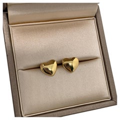 Tiffany & Co 18K Yellow Gold Vintage Puffy Heart Stud Earrings