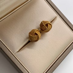 Tiffany Co 18K Yellow Gold Twist Knot Stud Earrings Somerset Rope Woven