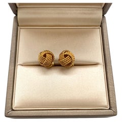 Tiffany Co 18K Yellow Gold Twist Knot Stud Earrings Somerset Rope Woven