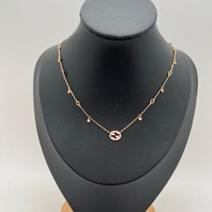 Gucci Interlocking G 18K Gold Diamond Charm Station Choker Necklace
