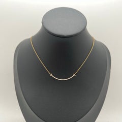 Tiffany Co T Smile Diamond Pendant Necklace 18K Yellow Gold Small Small 750