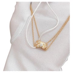 Chanel Coco Crush Pave Diamond Pendant Necklace 18K Yellow Gold Double Chain