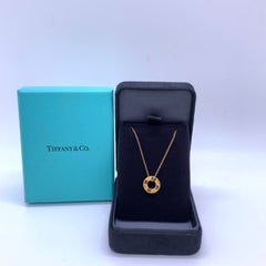 Tiffany Co Atlas Pierced 4 Diamond Pendant Necklace 18K Yellow Gold 750