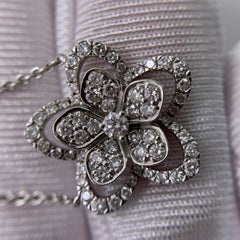 Graff Wild Flower Diamond Pendant Necklace 18K White Gold Openwork Petals