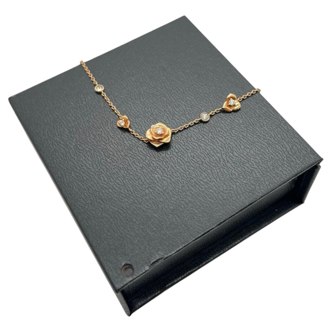 Bracciale Piaget Rose con catena a maglie fisse in oro rosa 18 carati con diamanti, motivo a fiori multipli in vendita