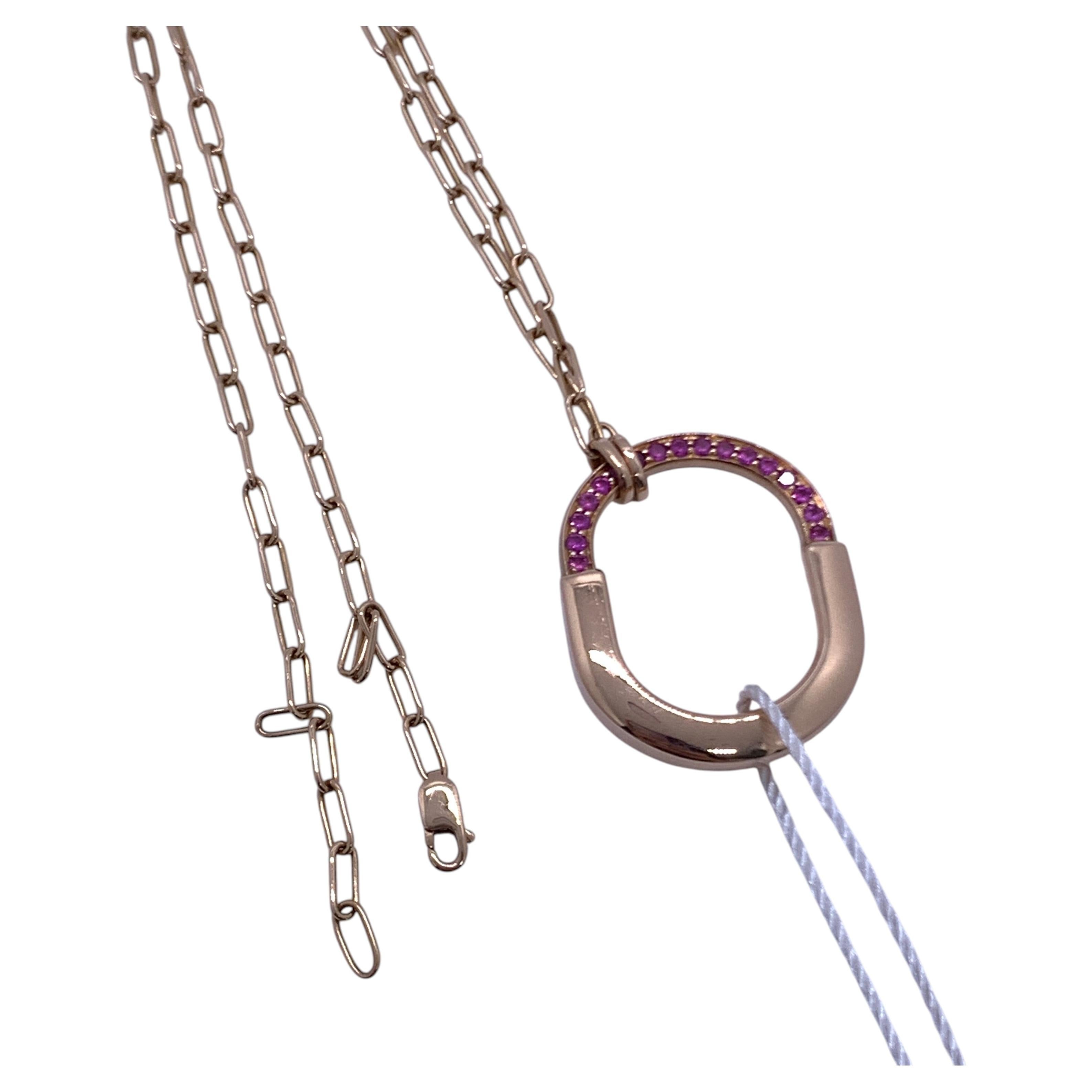Collier Tiffany & Co. avec pendentif « Tiffany Lock » en or rose 18 carats, chaîne à maillons ovales, taille moyenne en vente